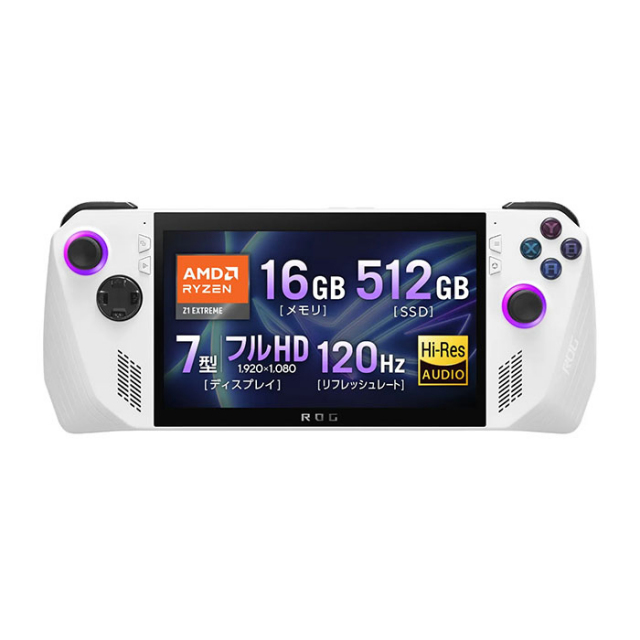 ASUSROGAllyゲーミングタブレットパソコンRC71L-Z1E512Win11RyzenZ1Extremeメモリ16GBSSD512GBメーカー再生品Sランク
