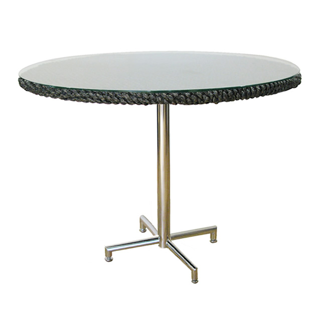 コラル カフェテーブル ラウンド 新世代ウォーターヒアシンス天板×ステンレス + 強化ガラス天板 （CORAL-SALW-0954-RT）