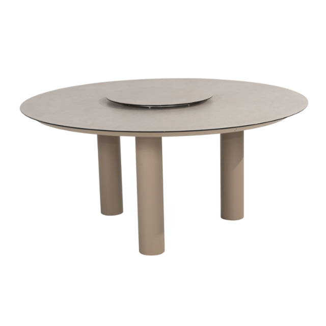 ドナート ラウンドセラミック柄強化ガラス天板 ダイニングテーブル + ターンテーブル（&oslash;160cm）（DONATO-91642-91657）（海外在庫）