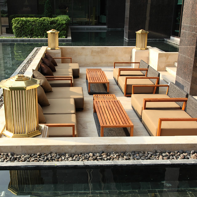 イング 天然チークと新世代ウォーターヒアシンスの重厚感溢れるリゾートガーデンソファセット （INN-ST1）