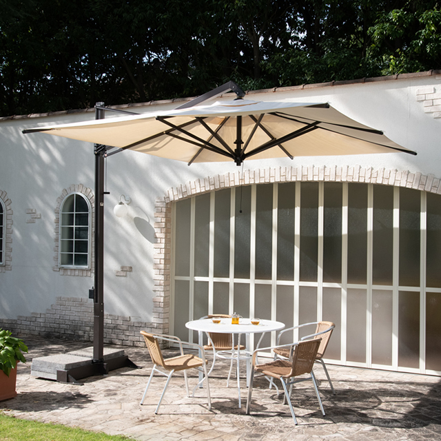 シンプルに畳まれる収納型 イタリア製デザインパラソル「ロディ グラファイト」 （FIM-RODI-GRAFITE）