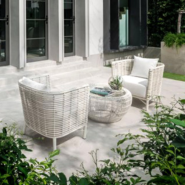 パリス ホワイトラタンのモダンなガーデンソファセット （PRS-ST2）