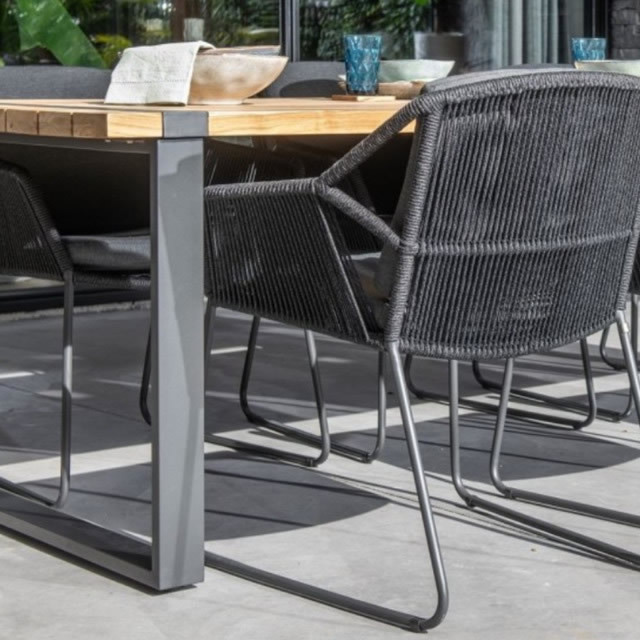 未使用品□ドイツ□outflexx□チーク×ステンレス□ガーデンダイニング4点