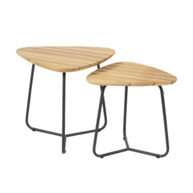 ヴェルディ トライアングルチーク天板 コーヒーテーブル（45cm+50cm2台セット）（VERDI-213972）（海外在庫）