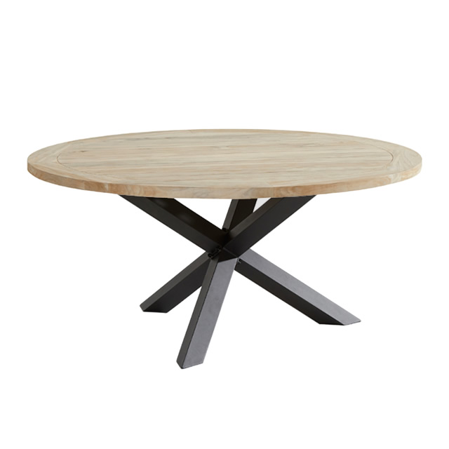 ルーブル ラウンドチーク天板 ダイニングテーブル（アントラシット）（&oslash;160cm）（LOUVRE-90571）（海外在庫）