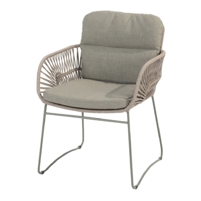 ムルシア ロープ ダイニングチェアー（オリーブグリーン） + 純正クッション （MURCIA-214044）（海外在庫）