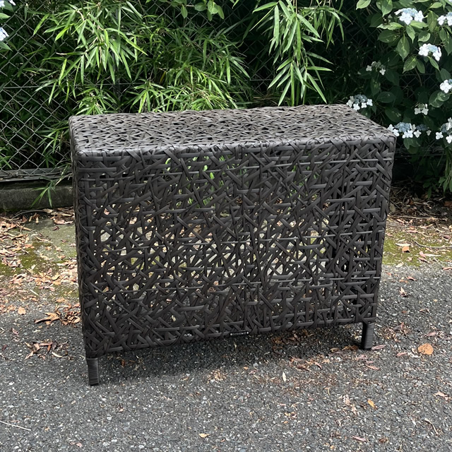 【アウトレット即納】 デュラウェアラタンのエアコン室外機カバー ランダム編み （AC-COVER-AL-1365-AC-FW923） NC001（Mahogany）