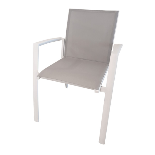 セビリア 耐候性メッシュ スタッキングダイニングチェアー（ホワイト） （SEVILLA-01-000005）（海外在庫）