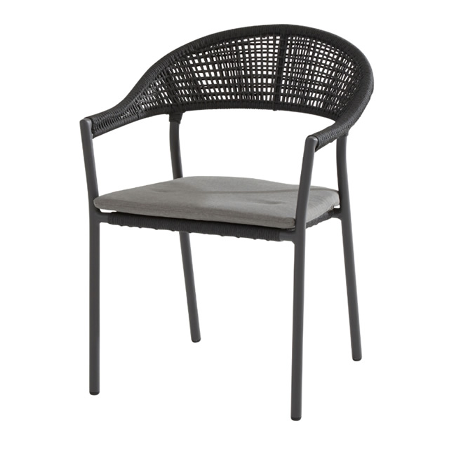 シエナ ロープ スタッキングダイニングチェアー（アントラシット） + 純正クッション （SIENNA-90730）（海外在庫）