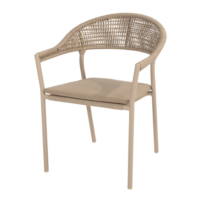 シエナ ロープ スタッキングダイニングチェアー（ラテ） + 純正クッション （SIENNA-91578）（海外在庫）