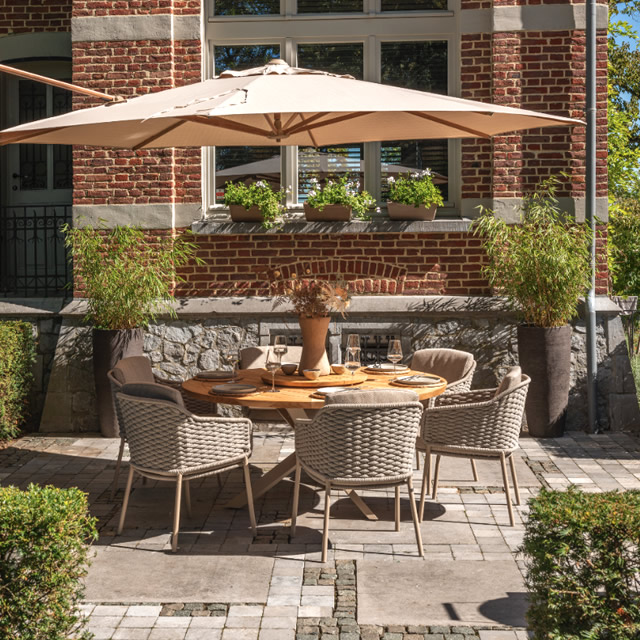 【4月下旬お届け予定】 エロス デザイン太ロープチェアーとオーバルチーク天板テーブルのダイニングセット  （STK-EROS-ST1）（海外在庫）