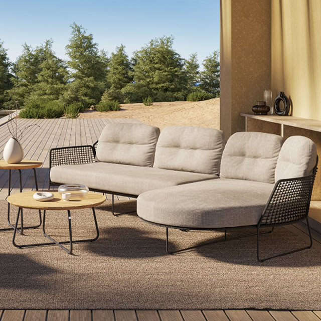 2月下旬お届け予定】 ロドス ステンレスフレームのロープソファセット