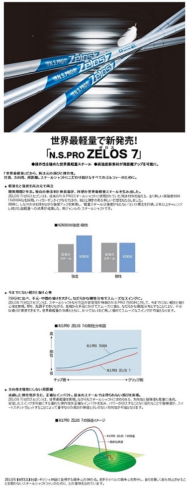 送料込ゴルフクラブシャフトN.S.PRO ZELOS7ゼロスセブン8本セット