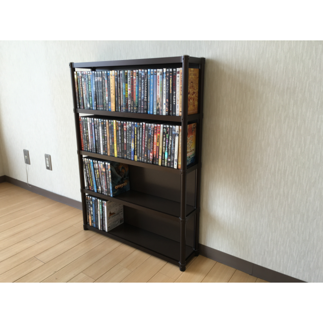 大容量160本収納DVDラック（アルミ製）ワイドタイプ アルミ