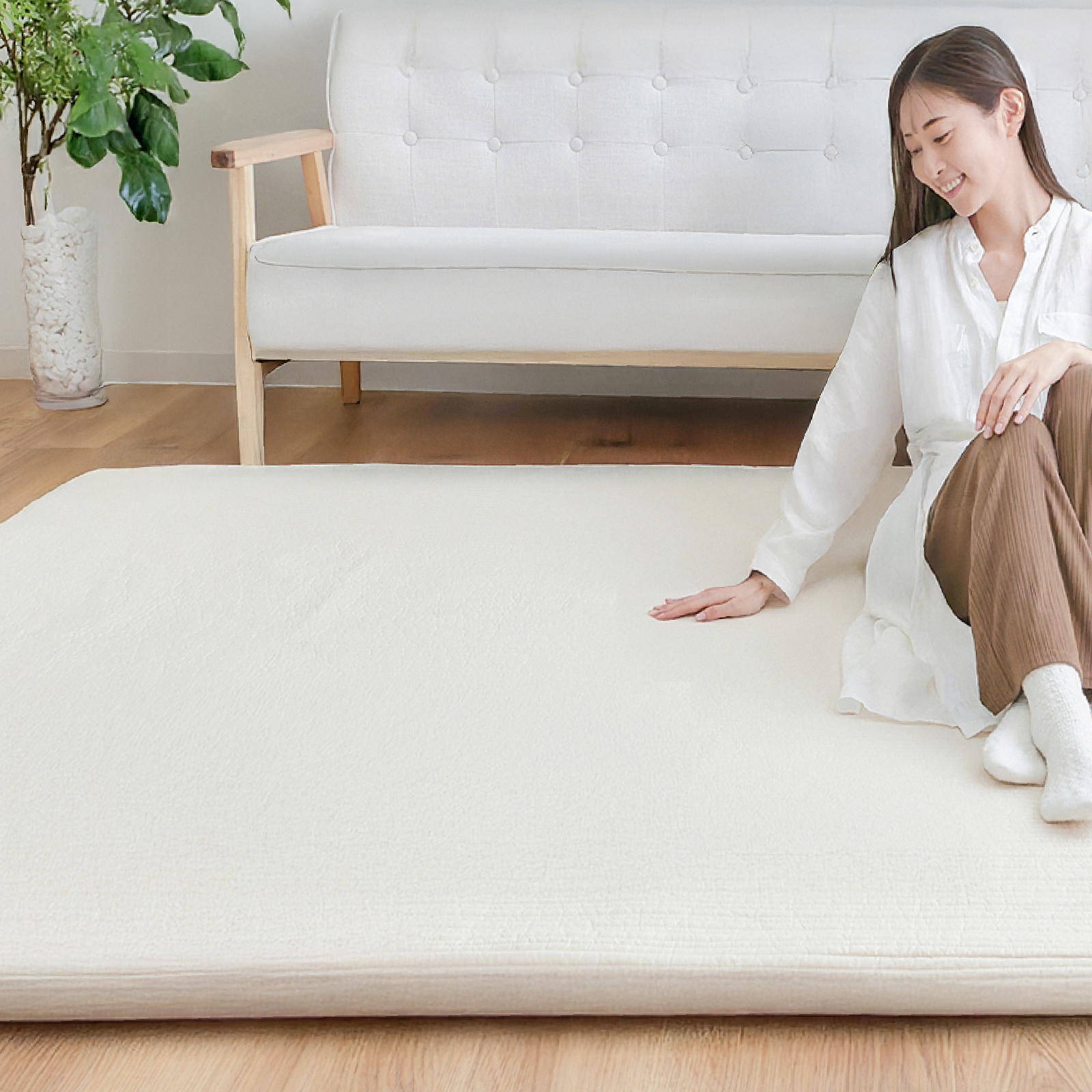 Cono me（コノミー） 極厚ラグ40mmイブルストライプ