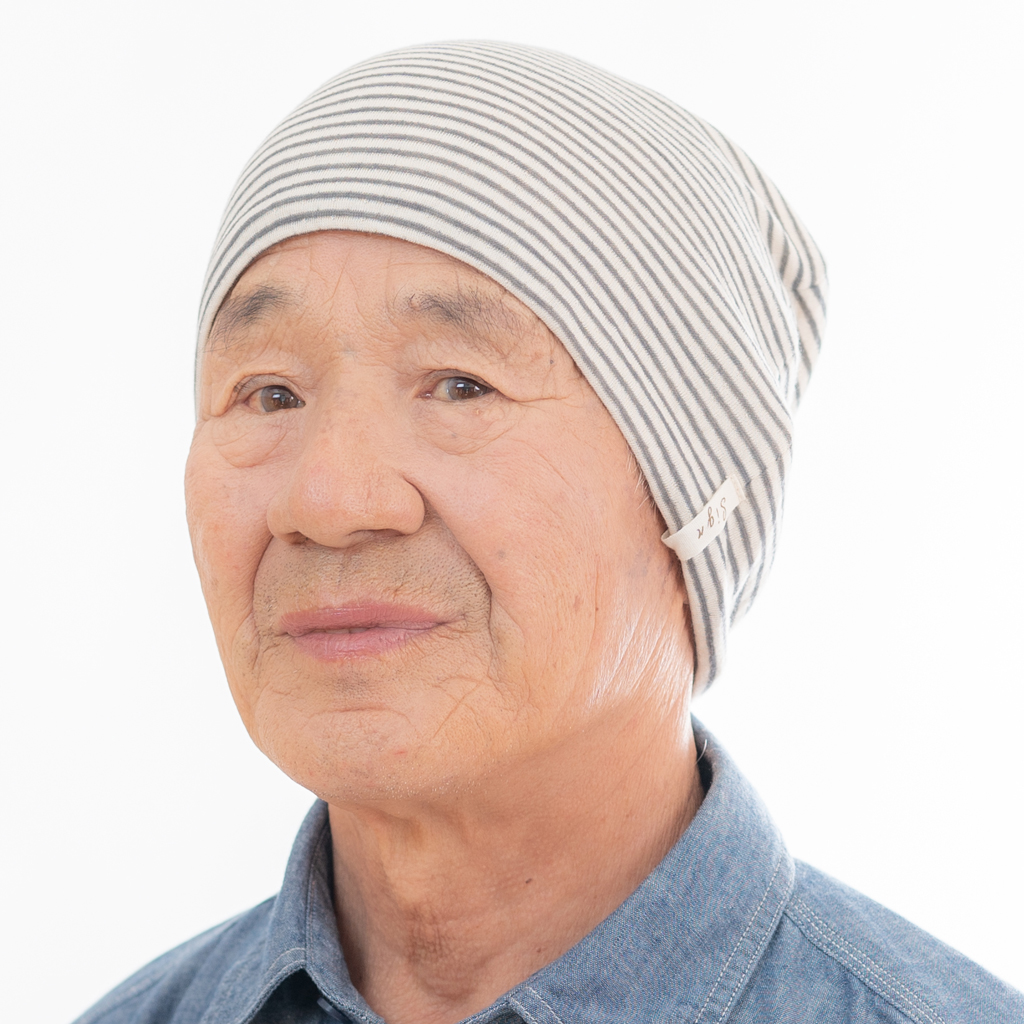 医療用帽子　黒ボーダー　男性におすすめ　ＮＯＣ認定　オーガニックコットン　2011