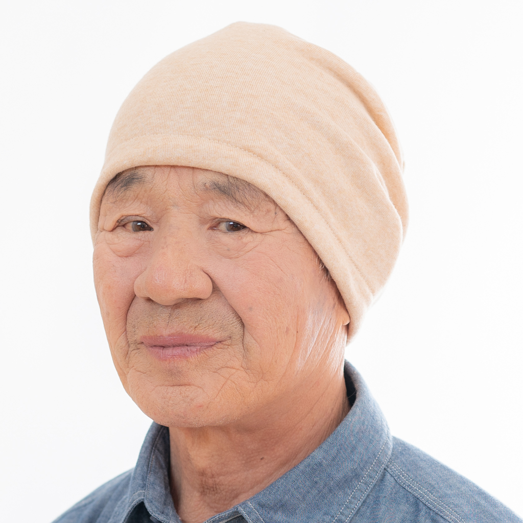 医療用帽子　茶綿タオル帽子　男性におすすめ　ＮＯＣ認定　オーガニックコットン　2733