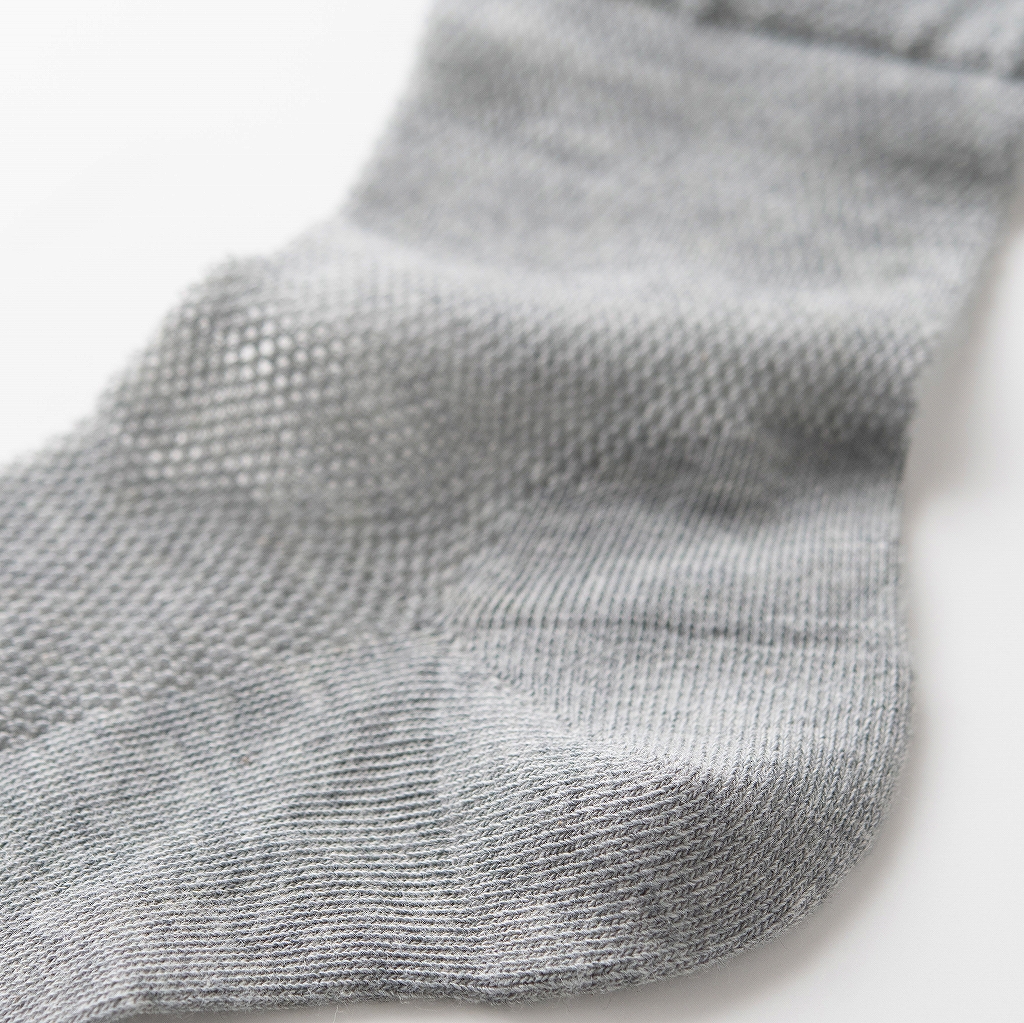 医療用帽子　メッシュソックス　グレー　細部アップ写真　5060　オーガニックコットン　靴下