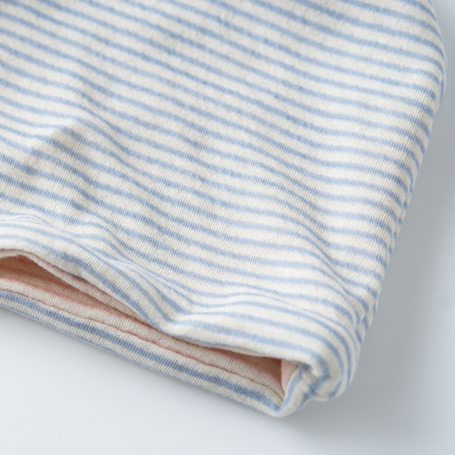 医療用帽子　リバーシブルボーダー　ピンク・水色　裏側写真　1019　tendre　オーガニックコットン