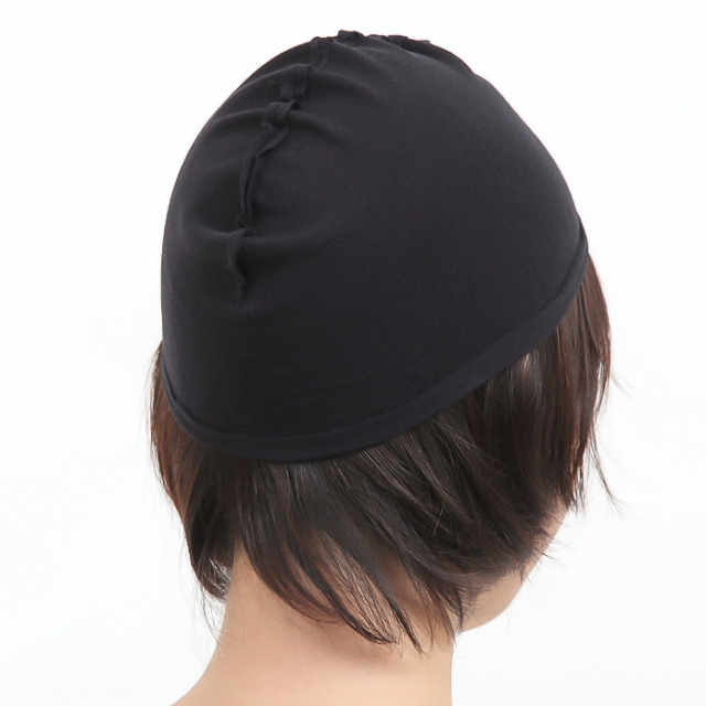 ♡竹繊維&コットン♡ 【2枚組】黒 敏感肌 綿 インナーキャップケア