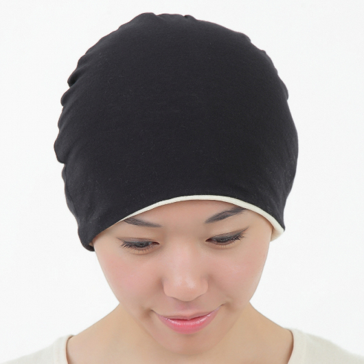 医療用帽子 | オーガニックコットン 日本製 | 柔らか真っ黒帽子