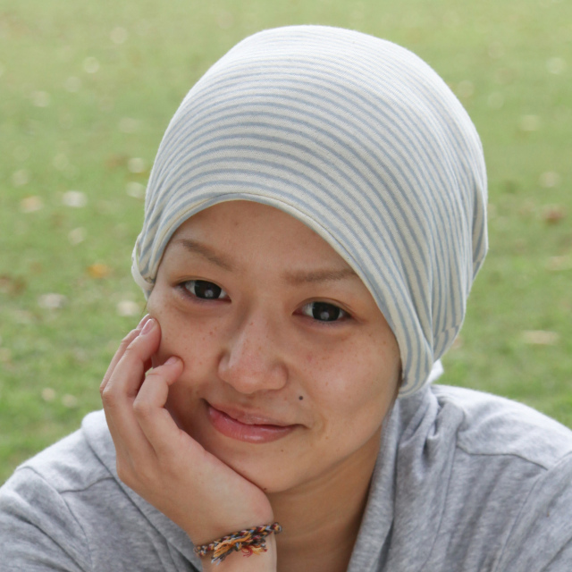 水色ボーダー帽子2015