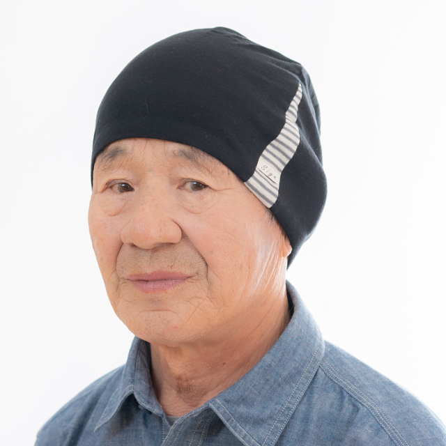 医療用帽子　真っ黒横しま帽子　男性におすすめ　ＮＯＣ認定　オーガニックコットン　2021