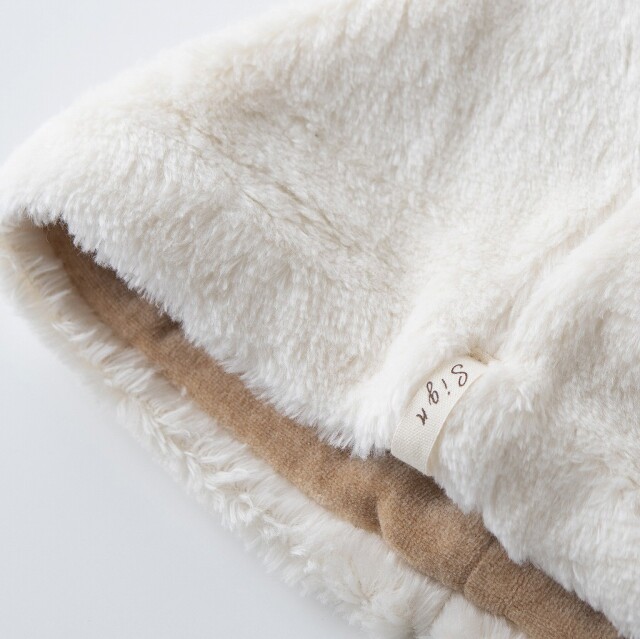 医療用帽子　ボア帽子　ナチュラル　細部アップ写真　2142　tendre　オーガニックコットン　冬用
