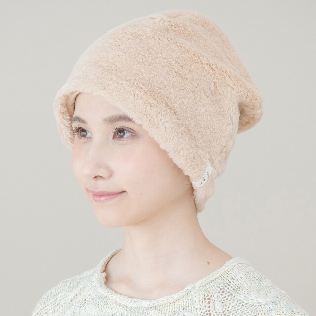 医療用帽子 | オーガニックコットン 日本製 | ボア帽子 茶綿 品番2413