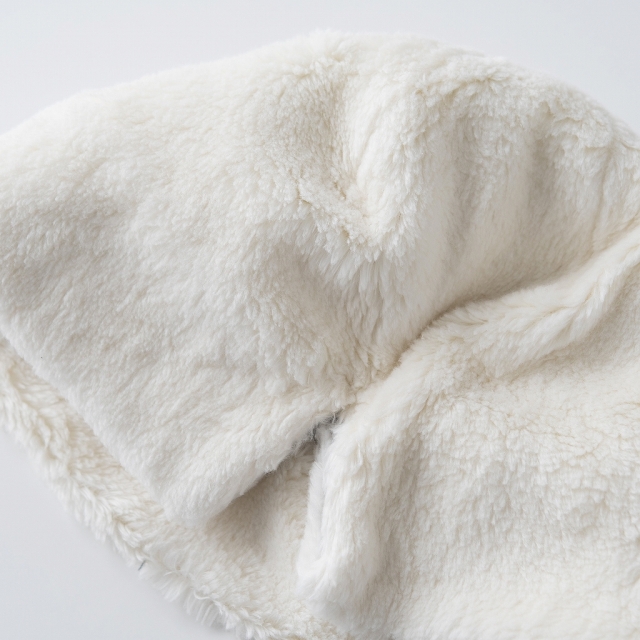 医療用帽子　ヘリンボーンボア帽子　グレー　裏側写真　2810　tendre　オーガニックコットン　冬用