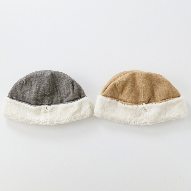医療用帽子　ヘリンボーンボア帽子　モカ　カラーバリエーション　2813　tendre　オーガニックコットン　冬用