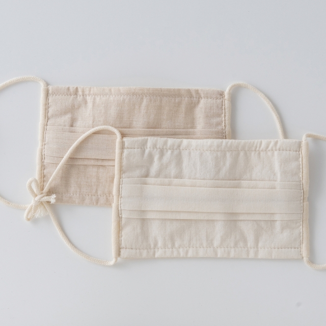 医療用帽子　布マスク　ナチュラル　置き撮り写真　4012　tendre　オーガニックコットン