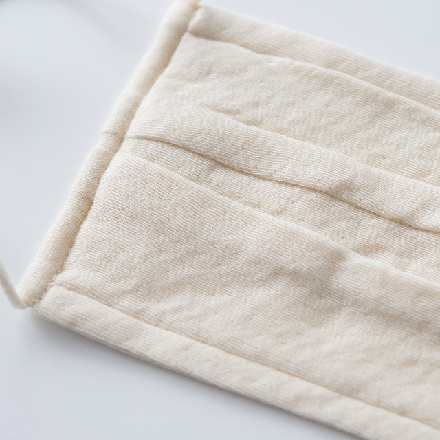 医療用帽子　布マスク　ナチュラル　裏側写真　4012　tendre　オーガニックコットン