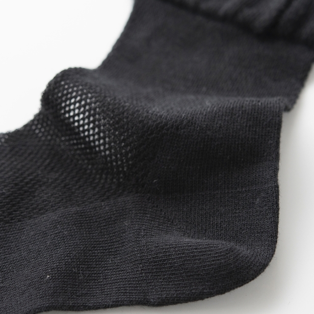 医療用帽子　メッシュソックス　黒　細部アップ写真　5061　オーガニックコットン　靴下