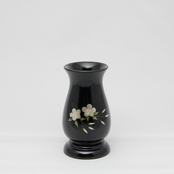 川連塗り仏具8点セット 黒 銀桜蒔絵入り【天空堂オリジナル商品】