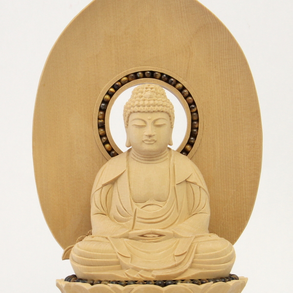 丸台 座釈迦 2.5寸 白木【石入り】