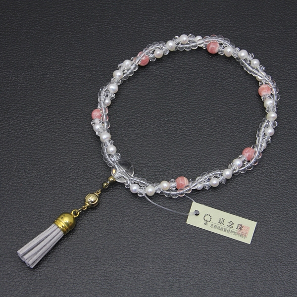 訳ありプライス》女性用片手ダブル シャイニー念珠 インカローズ 