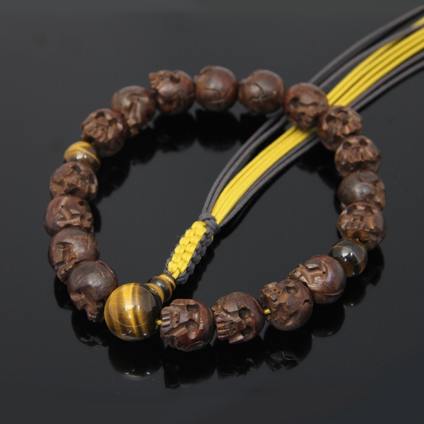 麻梨木野ザラシ念珠 虎目石仕立て　髑髏