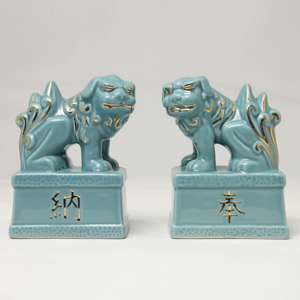 【現品限り！】金付駒犬(狛犬) 4寸 対入
