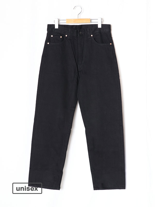 12オンスブラックデニムビッグ5ポケットパンツ
