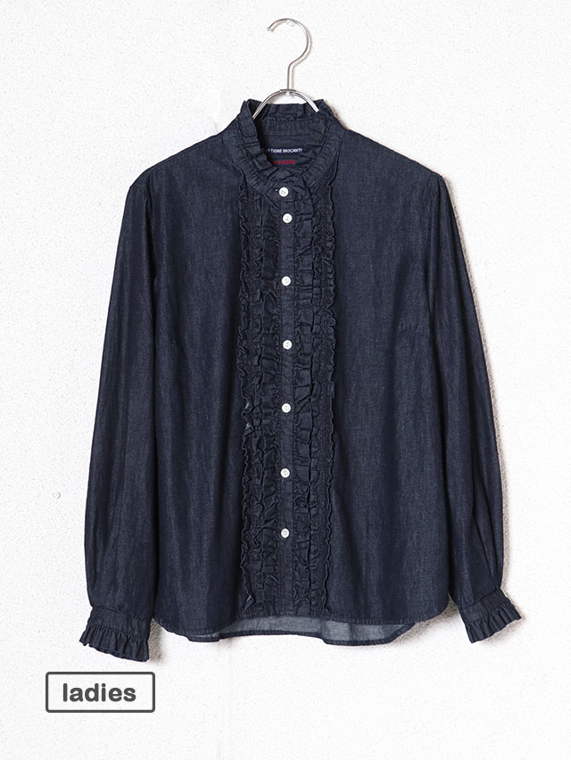 6オンスデニムリルフリル長袖シャツ