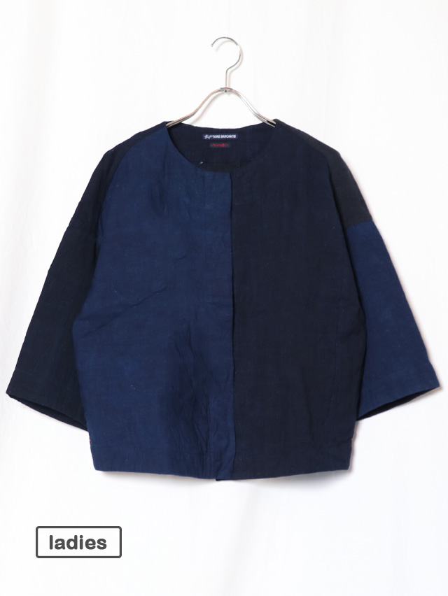 藍の古布クルーネックジャケット TIGRE BROCANTE