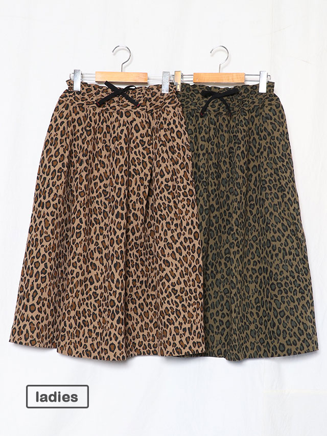 コットンナイロンレオパードポケットフィセルロングスカート TIGRE