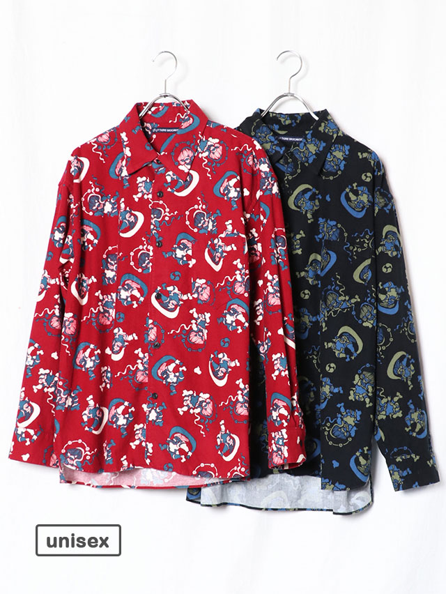 風神雷神ネルレギュラーワイドシャツ