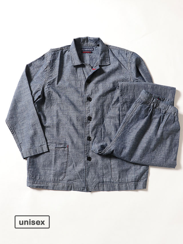 インディゴシャンブレーウォーキングパジャマ