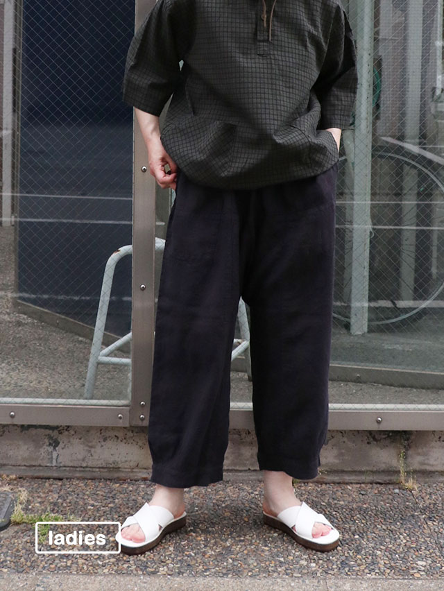 リネンチェックムエタイ8分丈パンツ