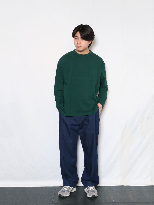 TIGRE BROCANTE ティグルブロカンテ ベニスビーチ 藍染 リブ ロングスリーブT 長袖Tシャツ HS-2-TPO129 日本製 TIGRE BROCANTE ティグルブロカンテ ベニスビーチ 藍染 リブ