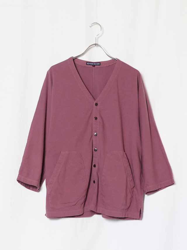 20天竺Vネックストールマン7分袖カーディガン