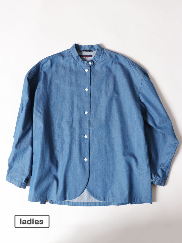 4ozツイルライトデニムバックスリットシャツ