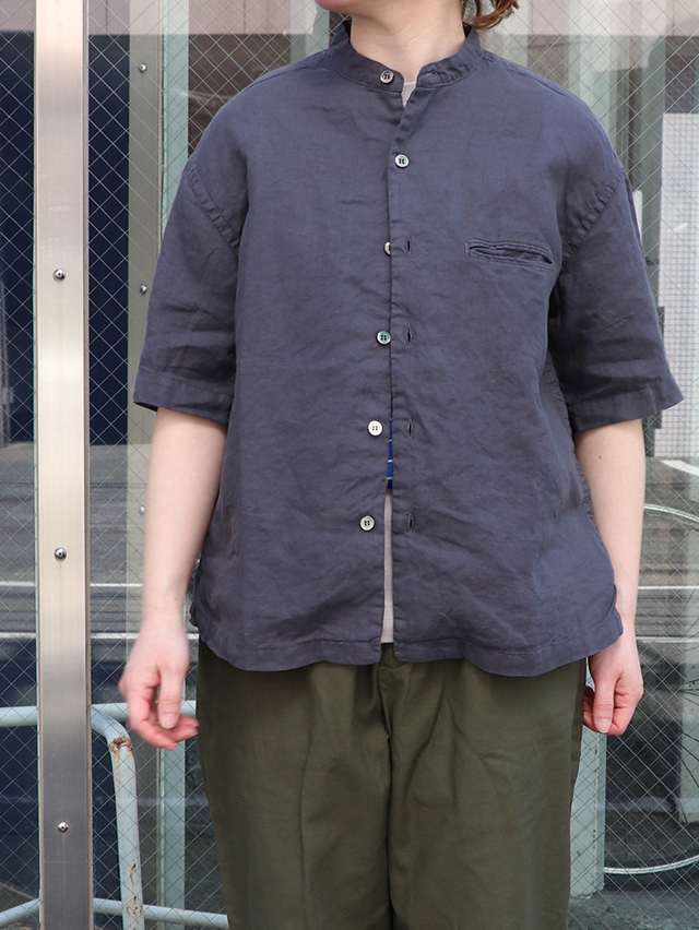60/1ライトリネンベニススタンド半袖シャツ TIGRE BROCANTE